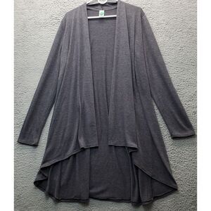 Kiwi Cardigan Sweater Womens XL Gray Long Sleeve Asymmetrical Hem Open Front
